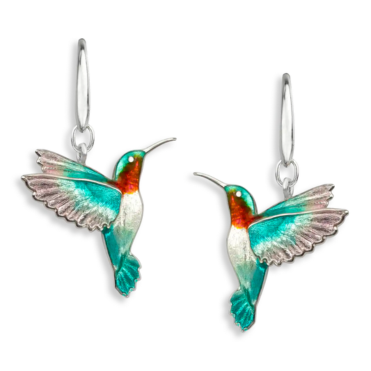 Sterling Silver Turquoise Hummingbird Lever Back Earrings