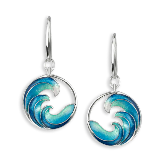 Sterling Silver Turquoise Ocean Waves Lever Back Earrings.